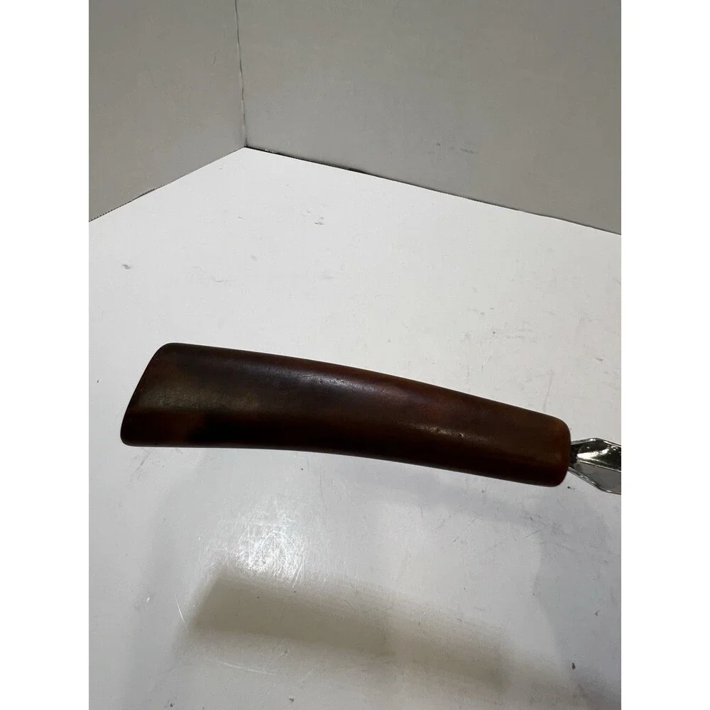 Slotted Skimmer Spoon side Knife Stainless Steel handle Vintage Brown Bakelite